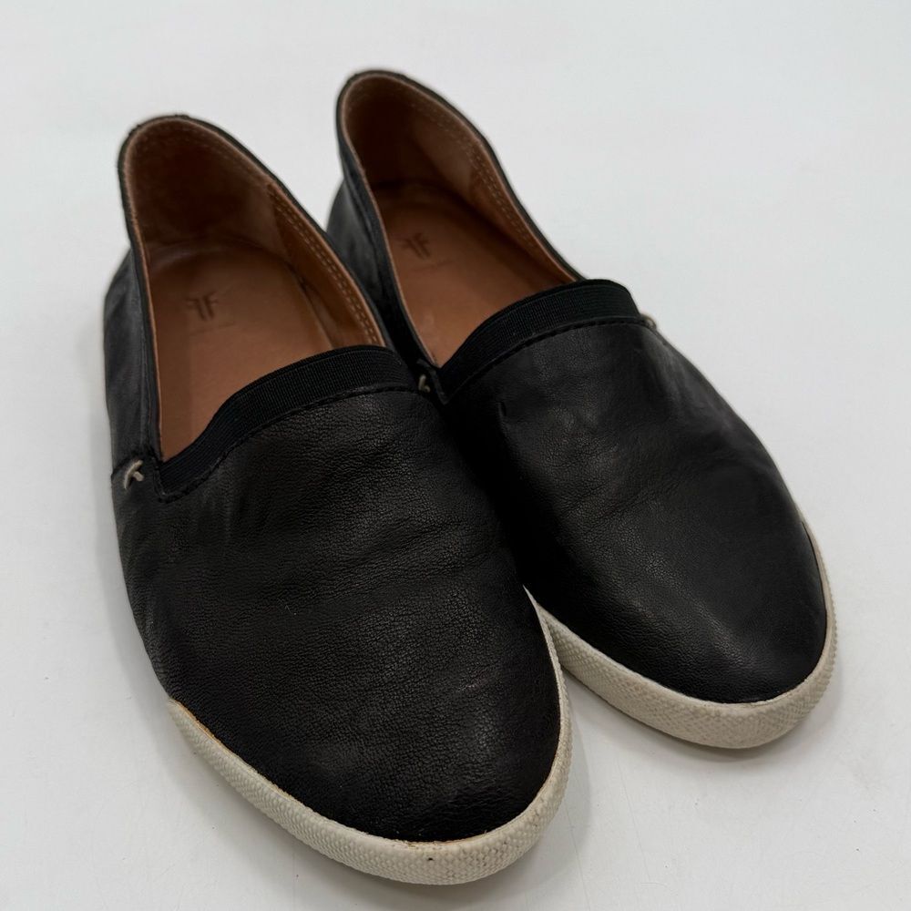 Frye Melanie Leather Slip On Shoes in Black | Size 8M